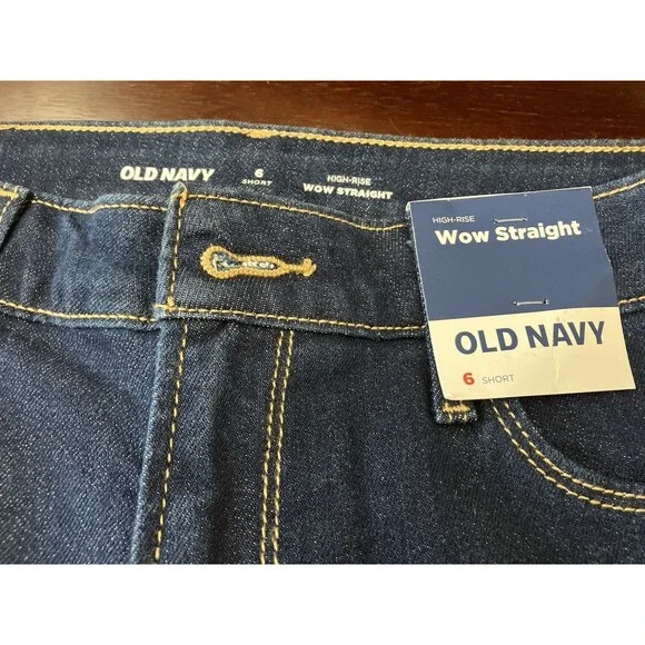 Old Navy NWT Wow Straight Med Rise Denim Jeans Womens Size 6 Short  Retro Y2K - Picture 2 of 6